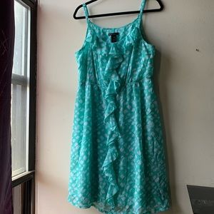 Lane Bryant Aqua sleeveless ruffle sundress
